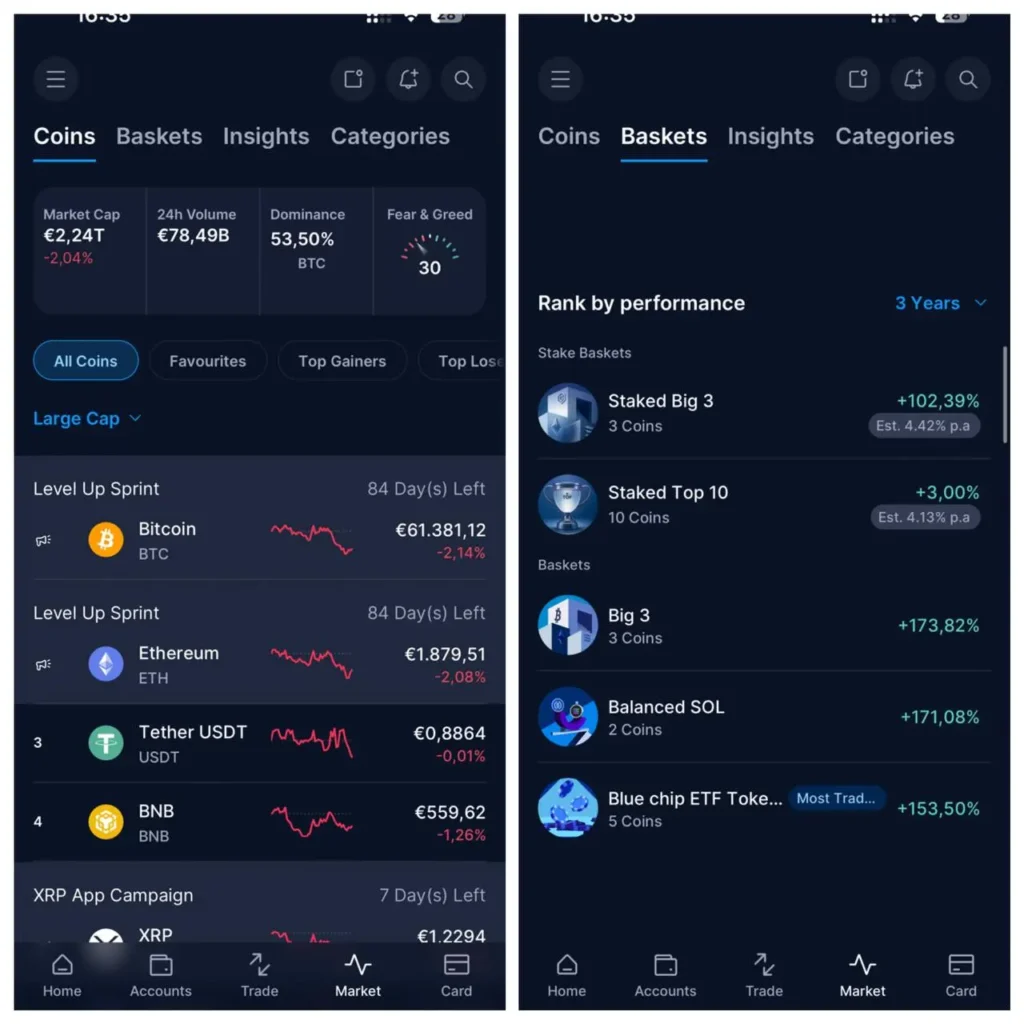 Crypto.com Benutzeroberfläche